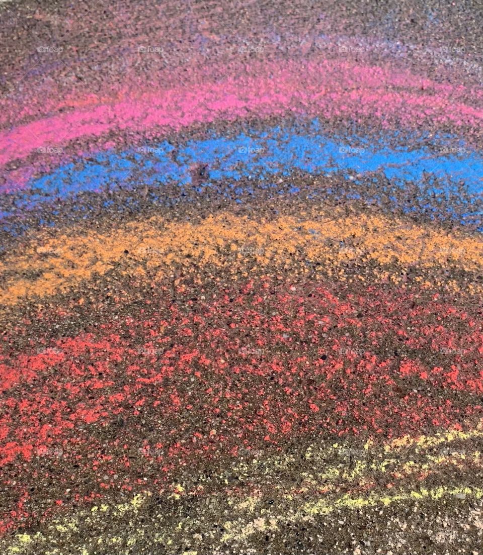 Rainbow colored with sidewalk chalk 