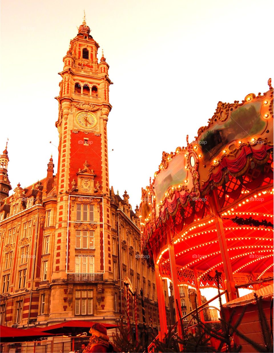 old stock exchange building and carousel