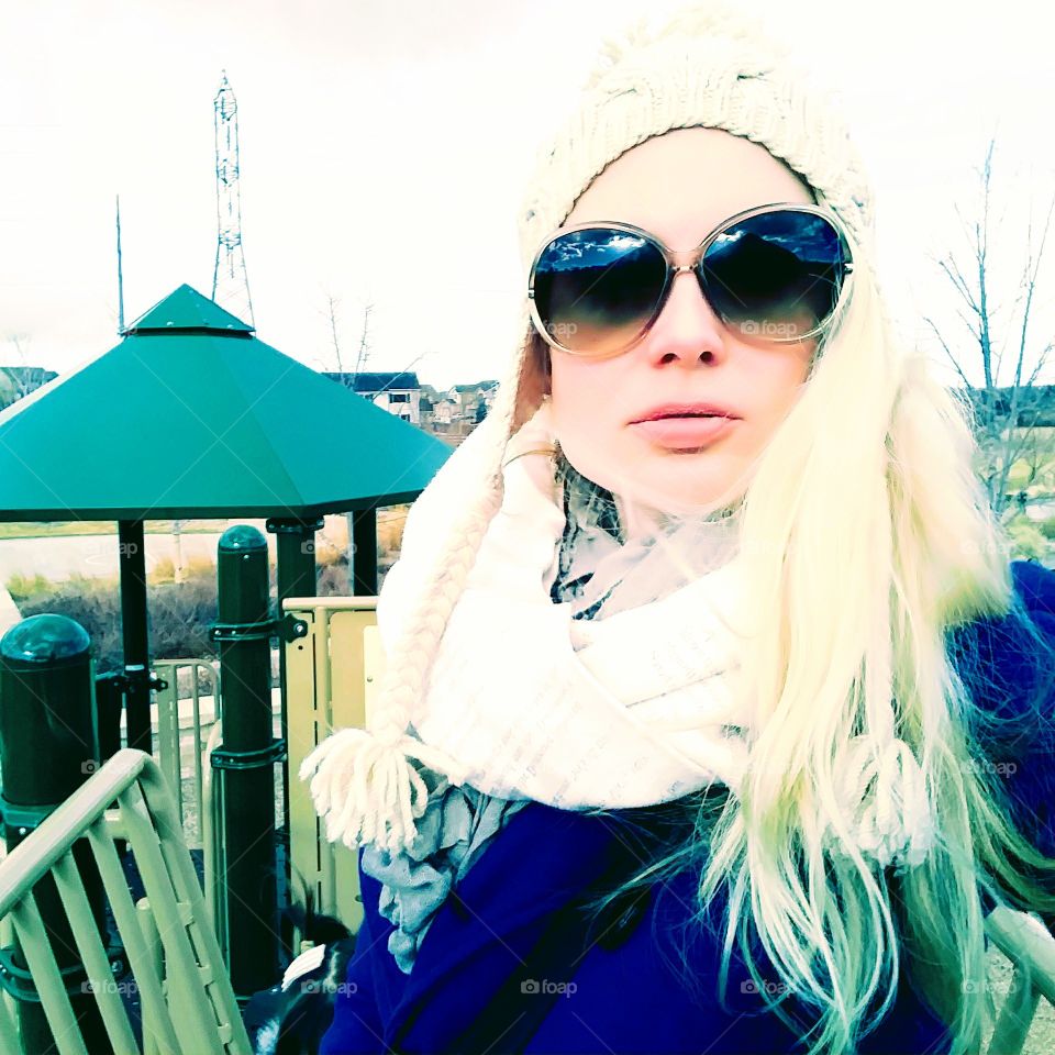 woman in sunglasses in winter