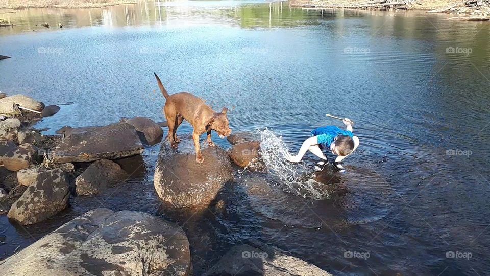 Playing in the water 