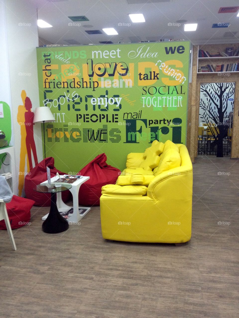 Colorful interior design of a working space