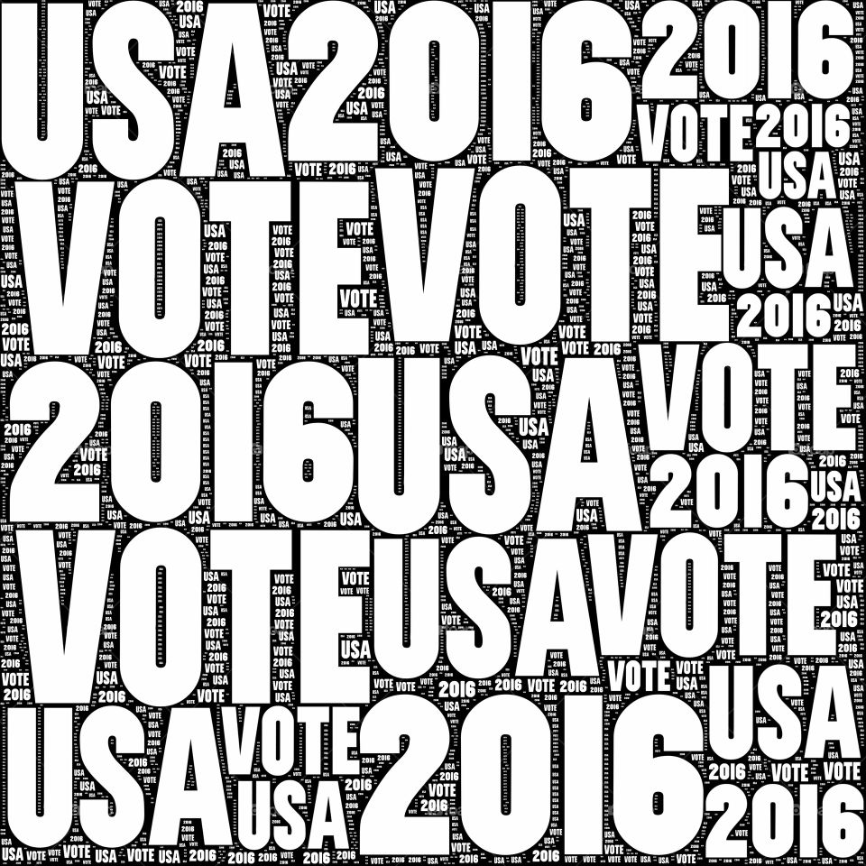Vote USA 2016
Black and white VOTE USA 2016 sign.