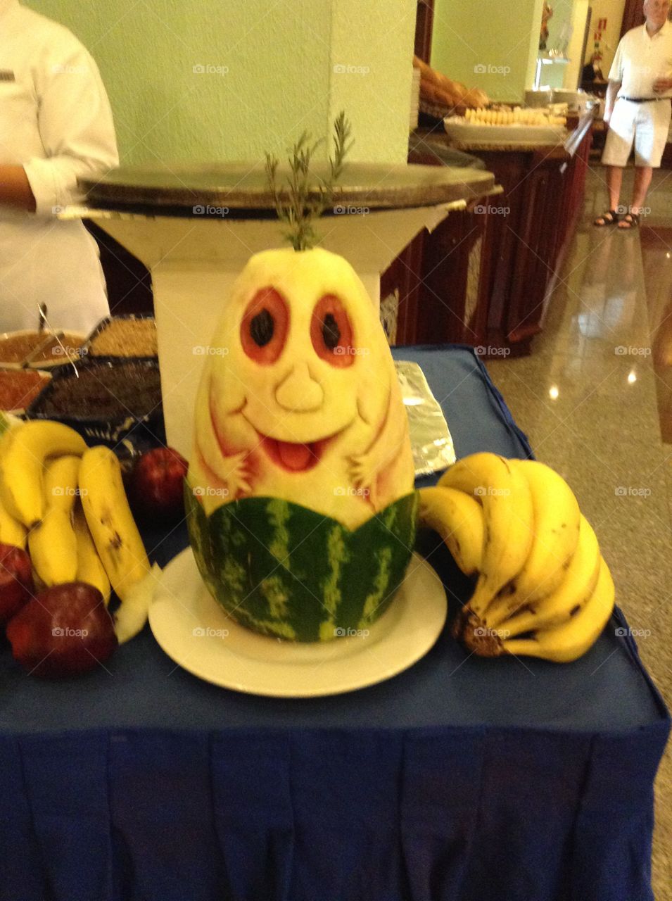 The ghost watermelon. My family was on vacation in Mexico and I saw this cut looking watermelon at dinner and decided to take a pic!