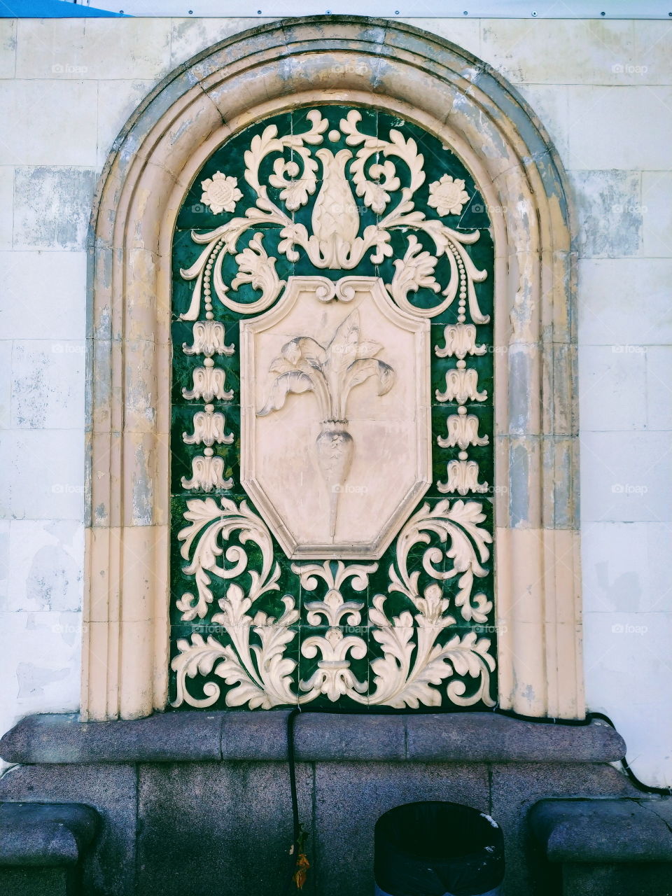 facade with a building pattern in the city of Kiev, Ukraine