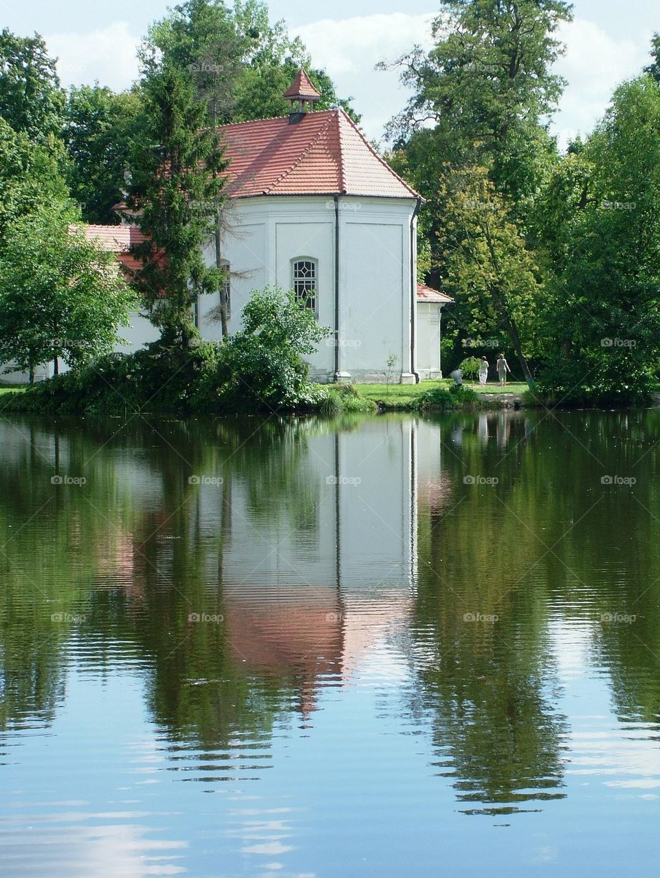 Old house near pond