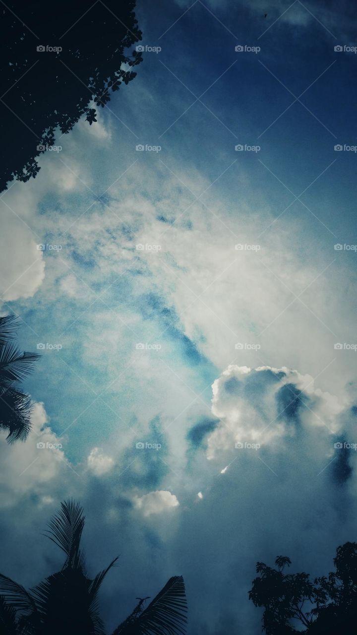 Beautiful blue sky / with clouds / View / Travelling / Holiday / Sri Lanka