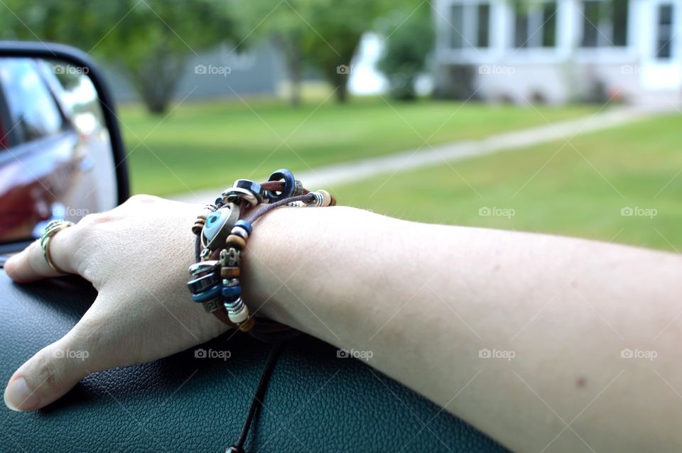 Handmade bracelet blue eye car window 