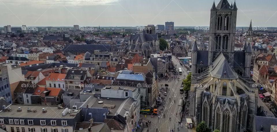 An aerial view og the City of Ghent, Belgium