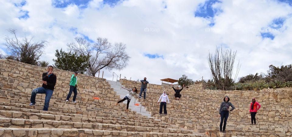 Friends. I asked them to take a picture and instead of grouping together, they spread out.