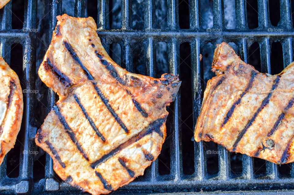 Pork chops on the grill