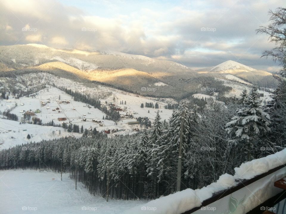 View of carpathian mountain range in Europe