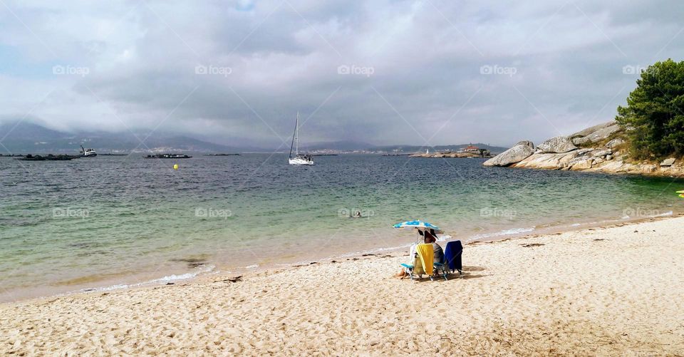 The Area de Secada beach, Illa de Arousa.  Galicia, Spain.