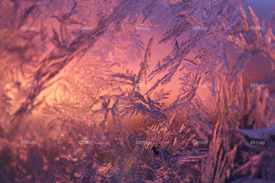 Icy window in sunset☀️❄️