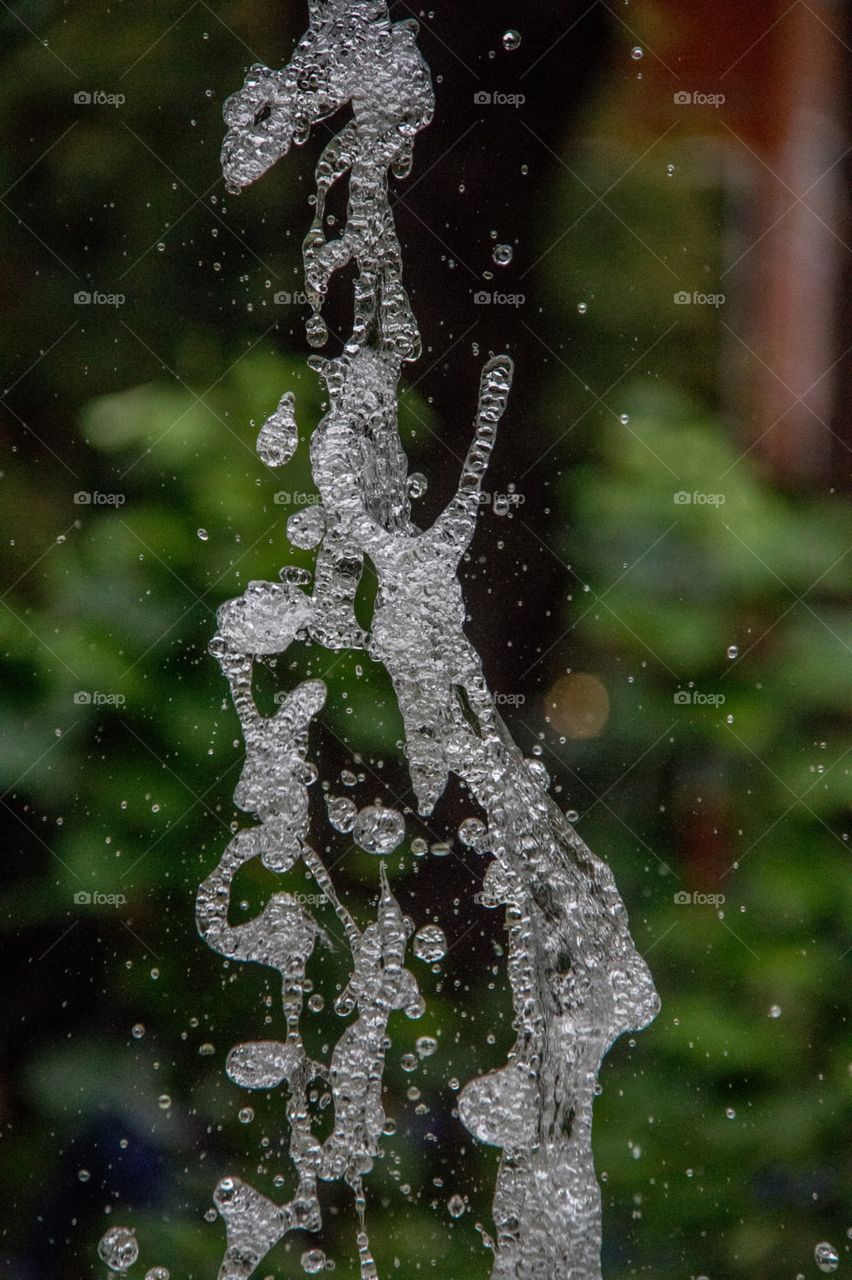 Water droplets in a fountain 