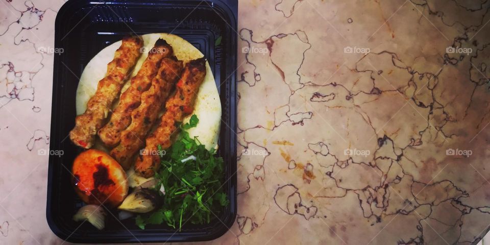 Delicious grilled meat meal