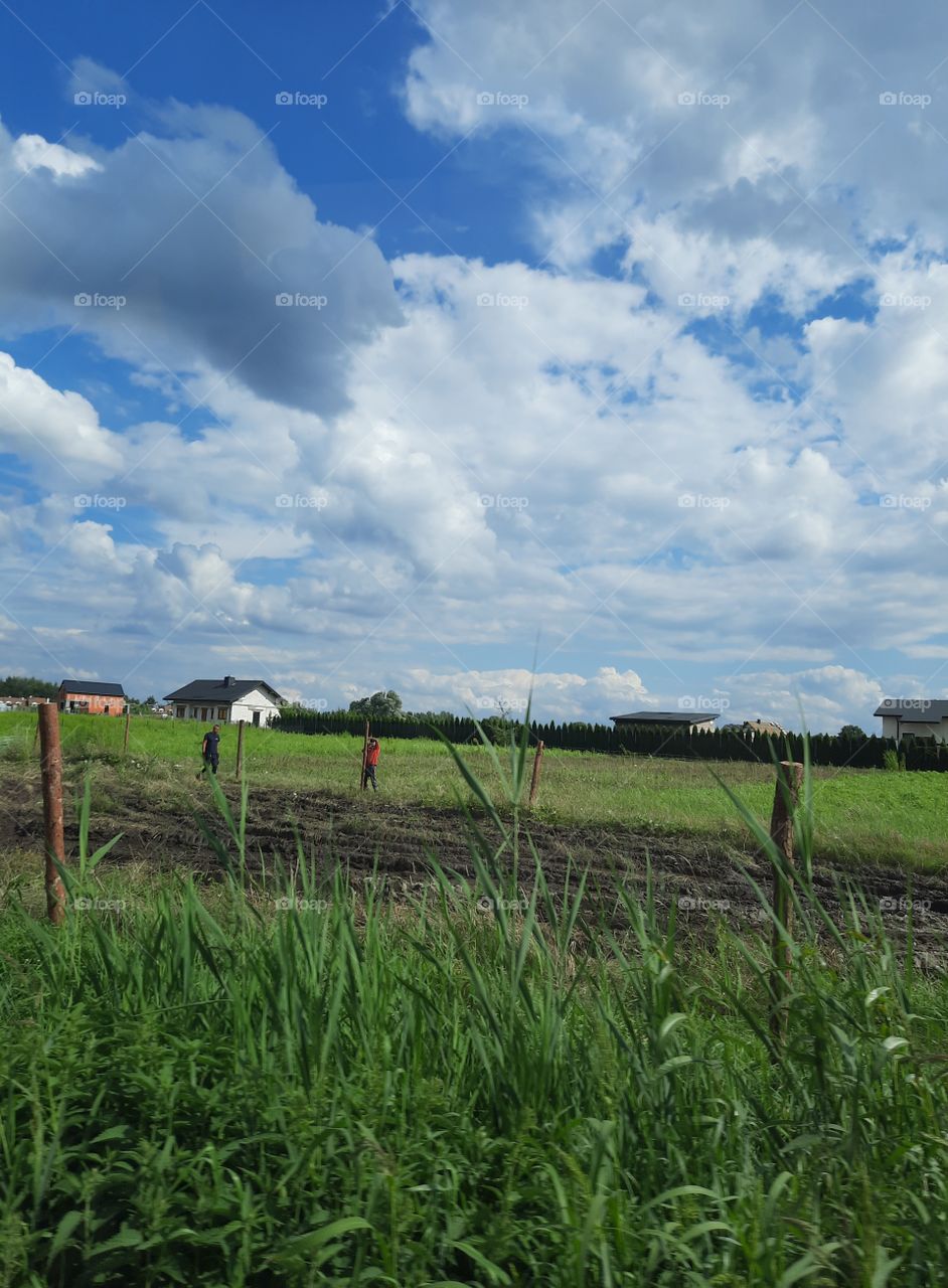 work at fencing in countryside