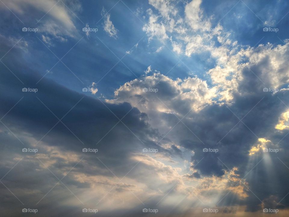 fluffy clouds like cotton in the sky