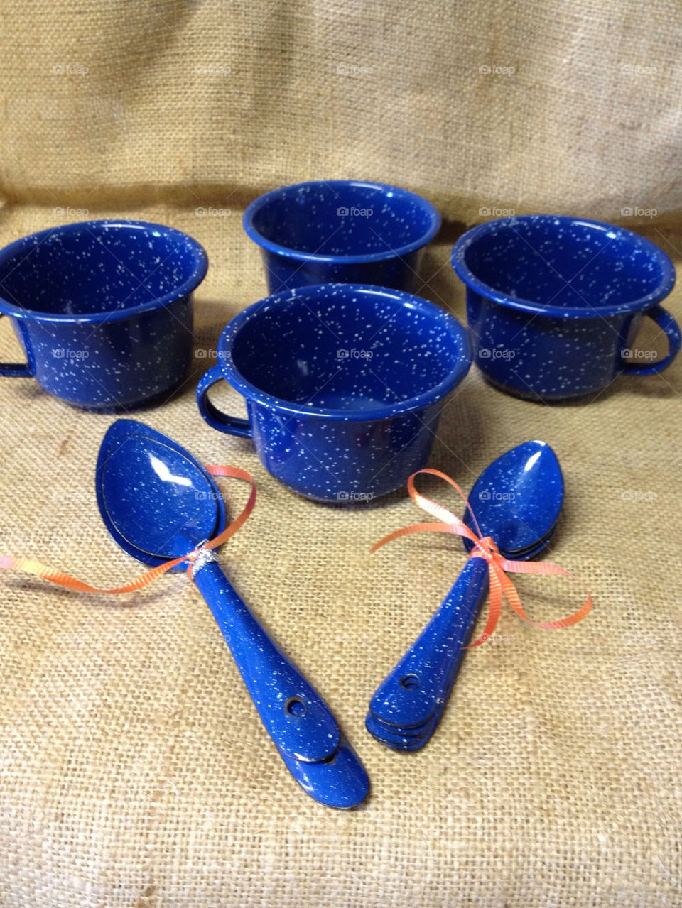 blue cups spoons four by jeannechan
