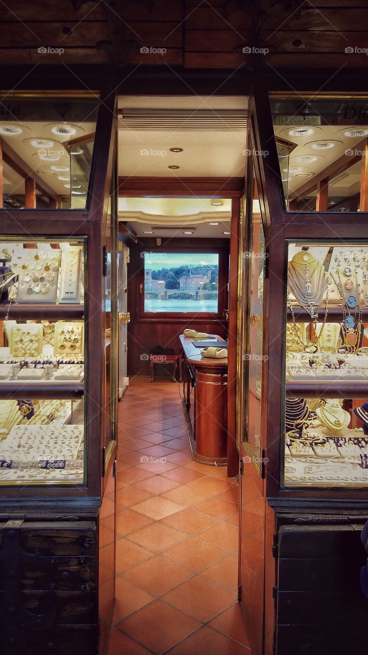 watching a river through a store