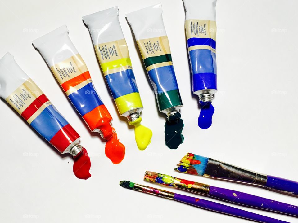 Paints and brushes