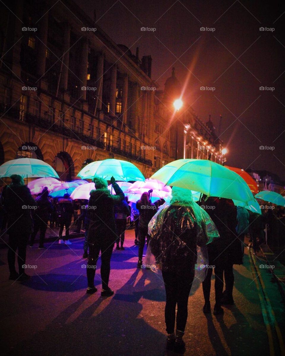 Colourful umbrellas in London 
