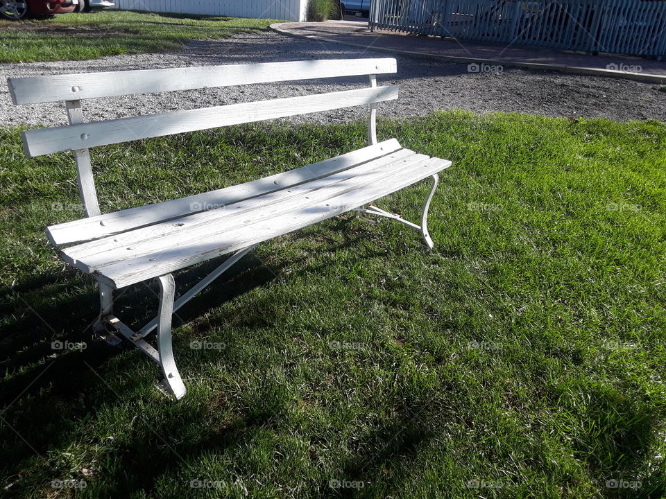 white bench
