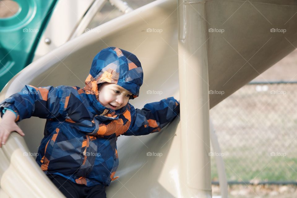 Going down the slide