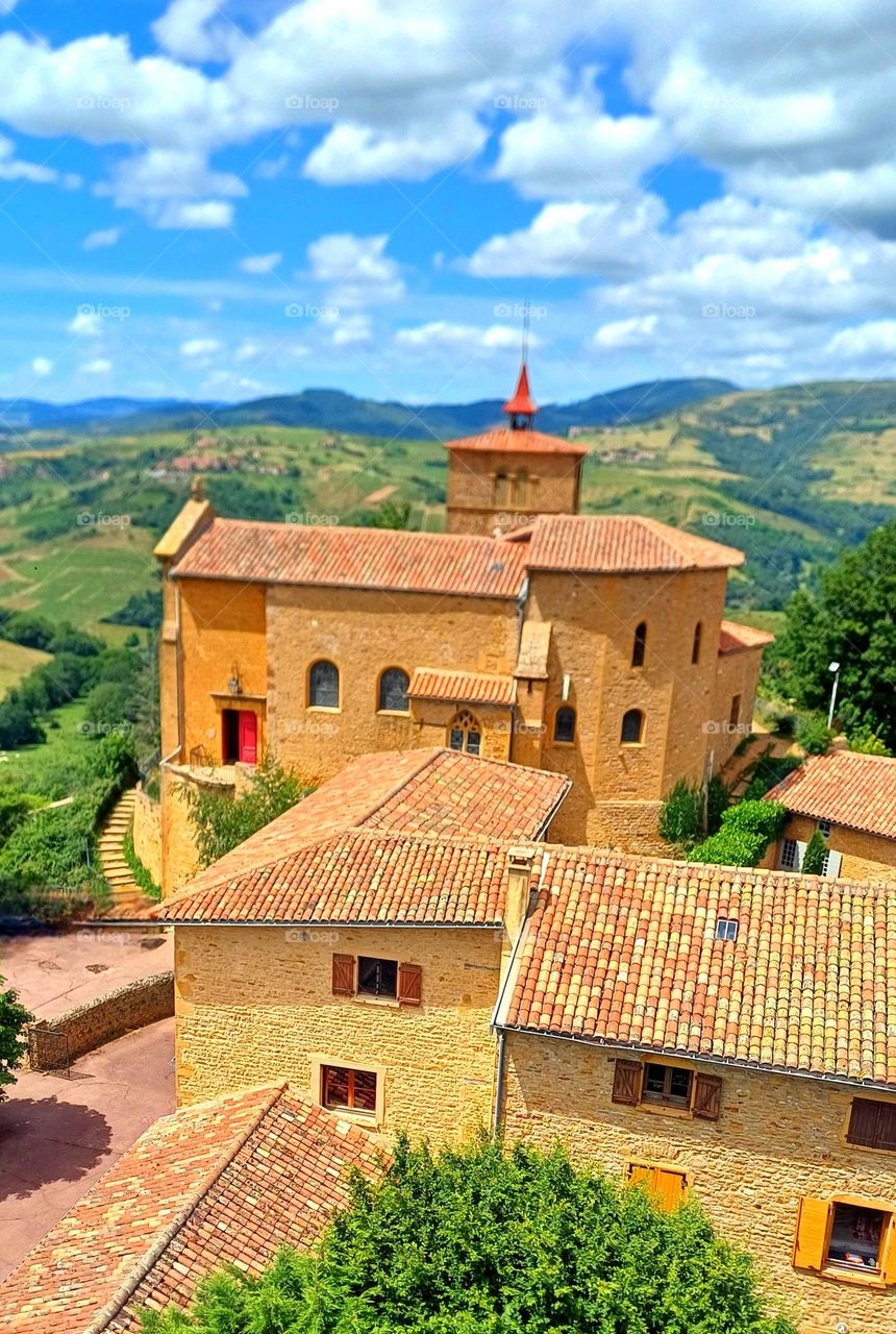 Medieval Village of Oingt in France. Europe.