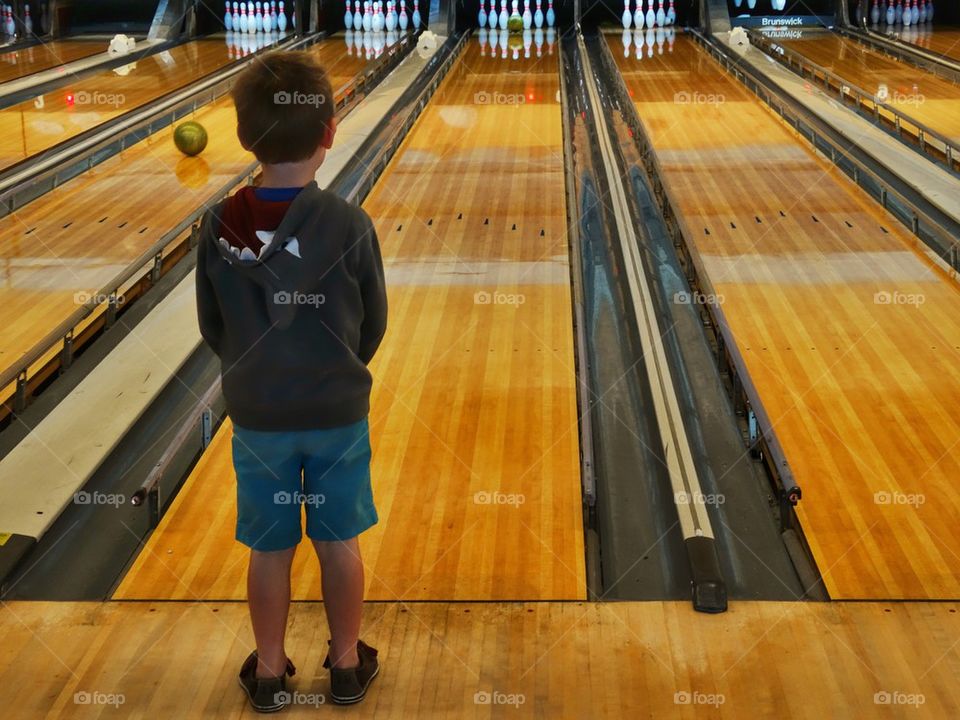 Young Boy at a Bowling Alley