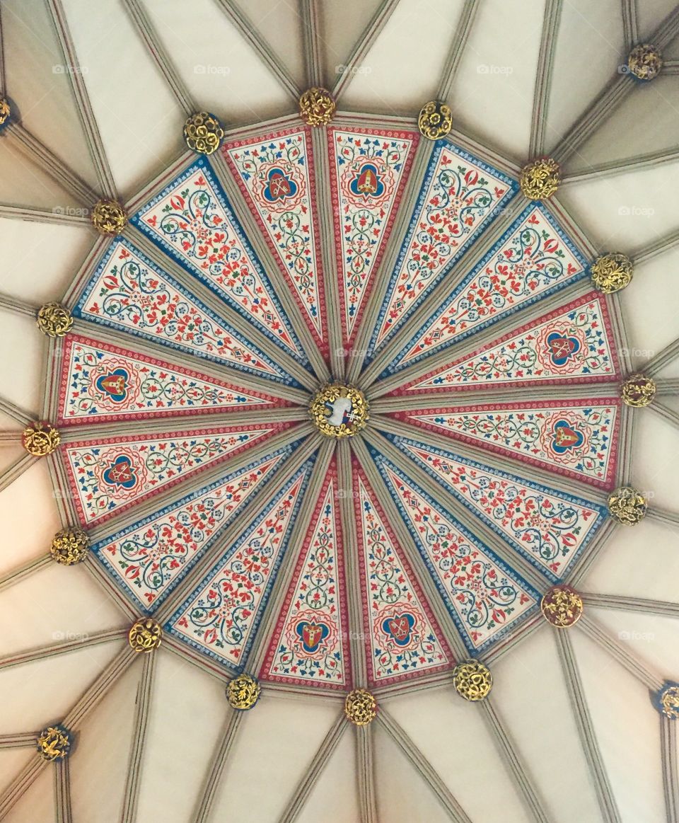 The ceiling of the Chapter House in York Minster, England