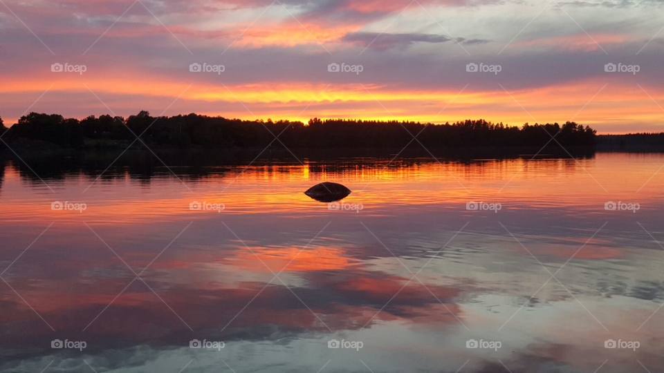 Solnedgång. Från Sörabysjön i Rottne