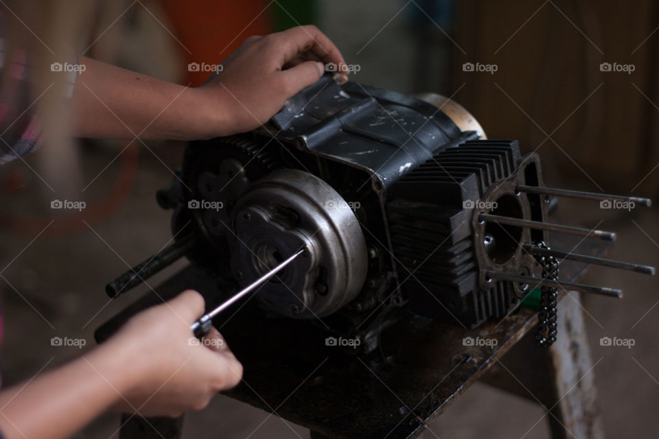 Working in the garage