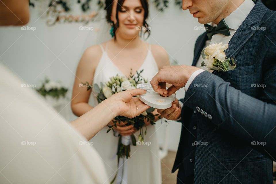 Wedding ring exchange ceremony
