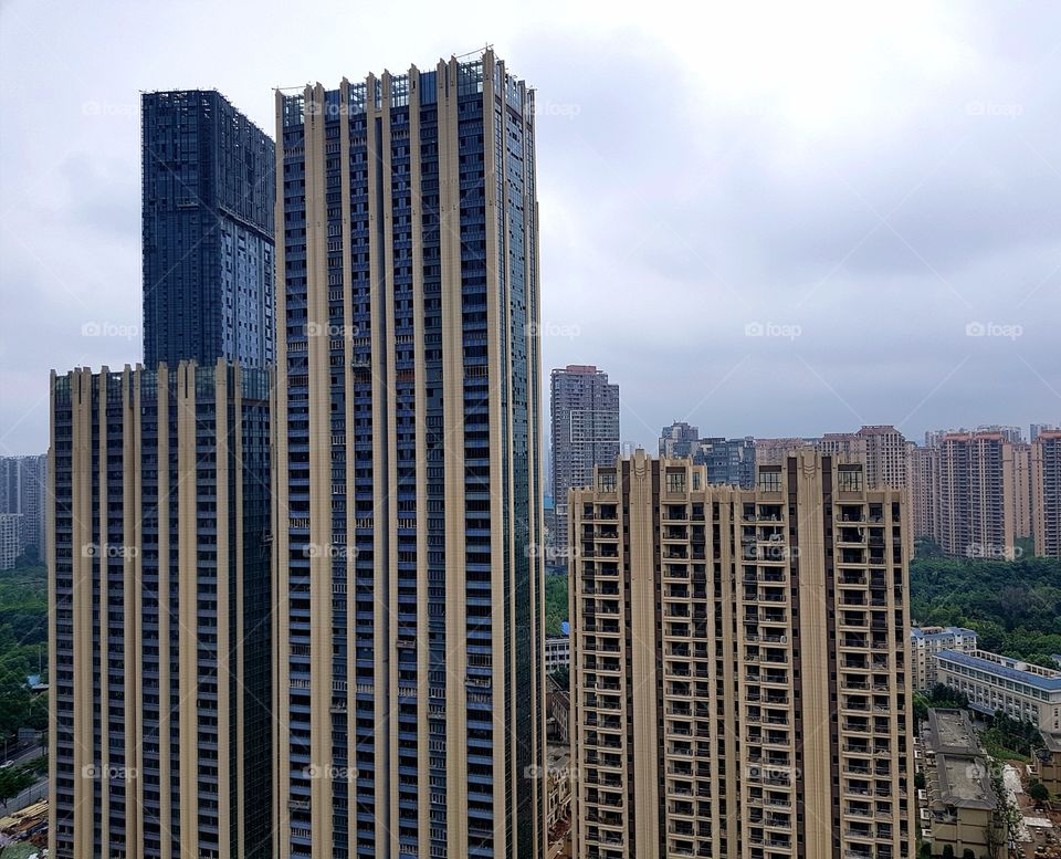 Urban high rises in Huaguocun, Chengdu, China.