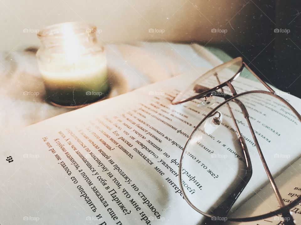 Book and glasses