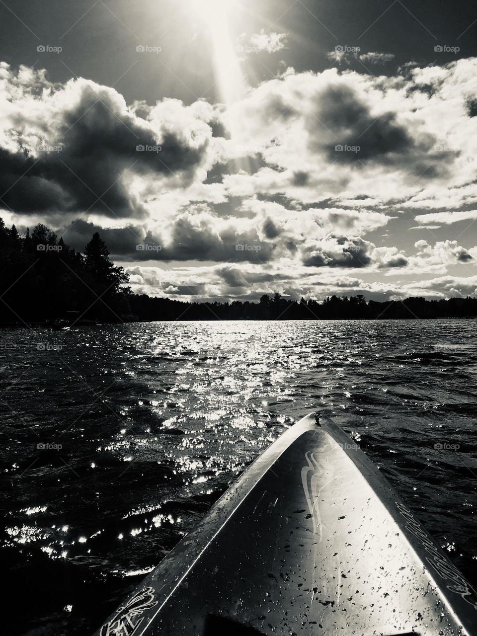 Kayaking on a partly sunny day.