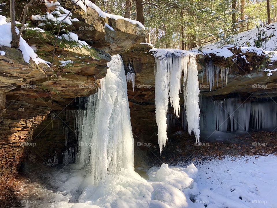 Amazing frozen waterfall ice features in Forbes State Forest, PA
