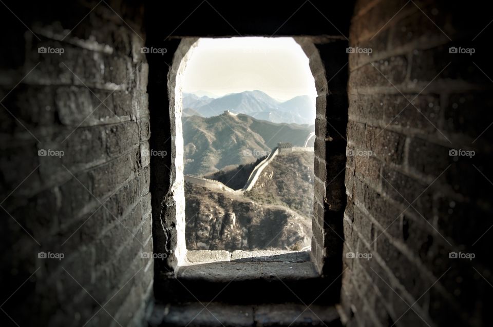 Looking out a window, Great Wall, Beijing, china 