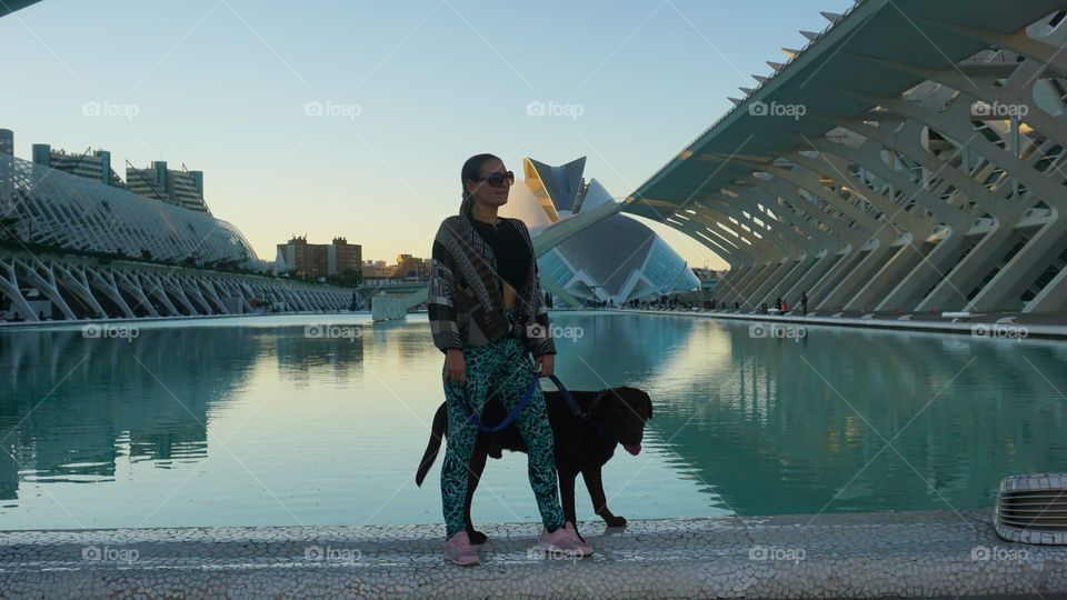 Human#dog#lake#architecture