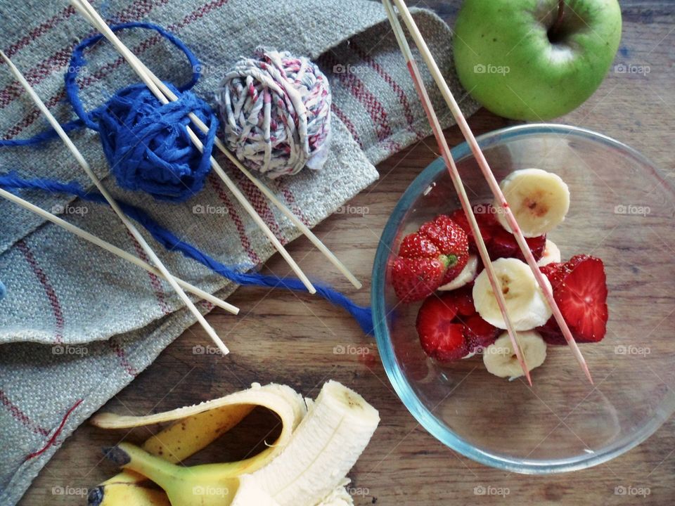 Fruit salad and woven equipments