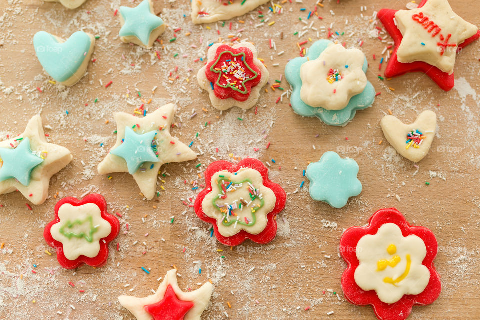 Top view of christmas decorative cookies