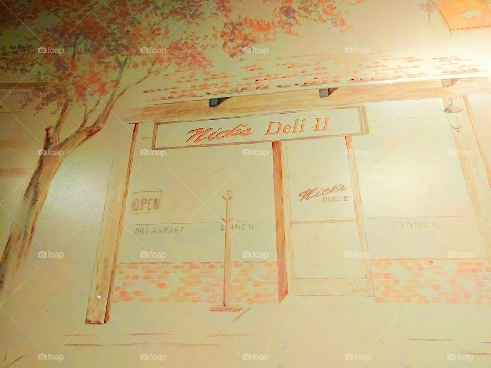 Nick's Deli Restaurant Mural Self Portrait
