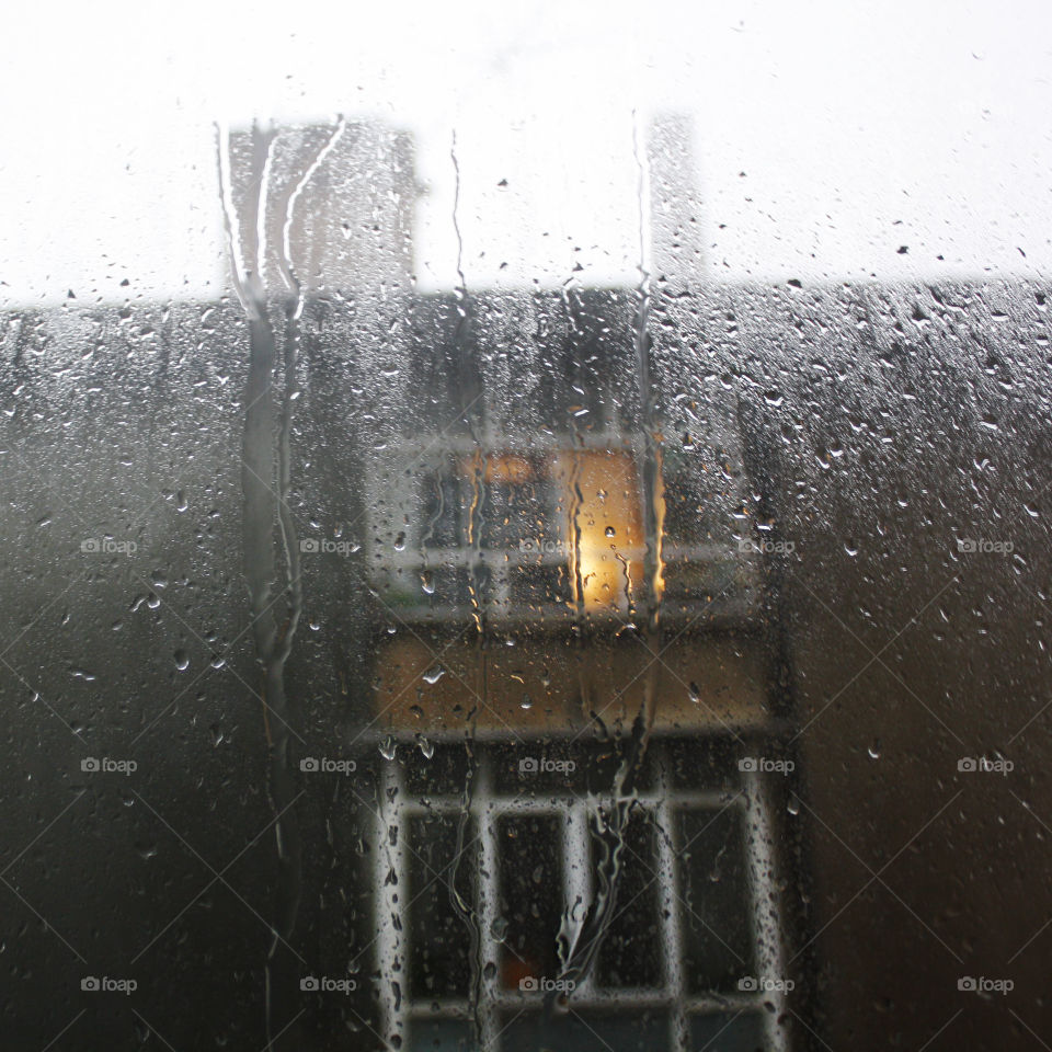 Rainy day, raindrops on my window