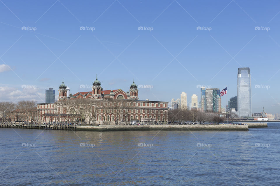 View of Ellis Island, New Jersey, USA.