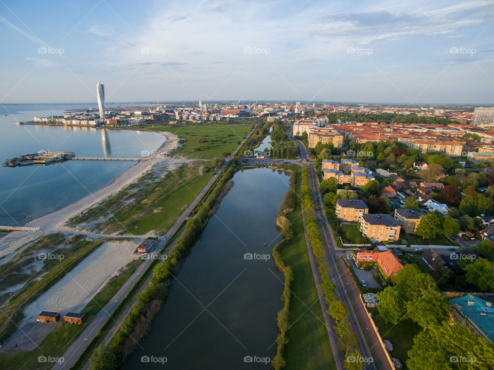 Aerial picture over Ribersborg in Malmö Sweden.