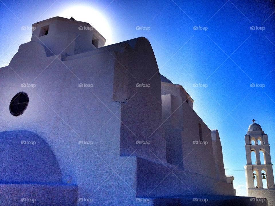 Greek church in the sunrise