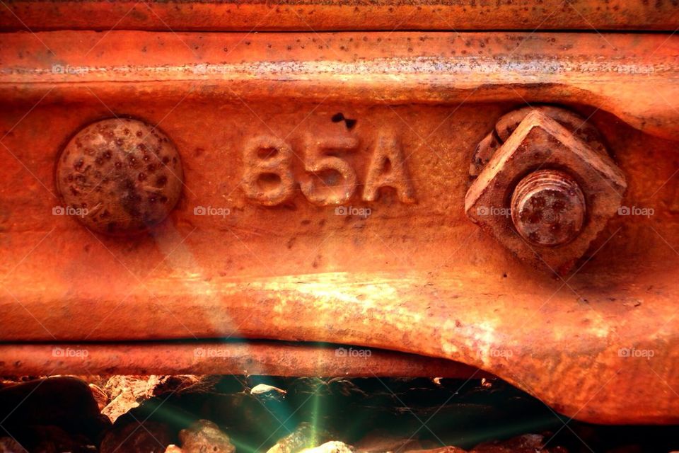 Train tracks up close