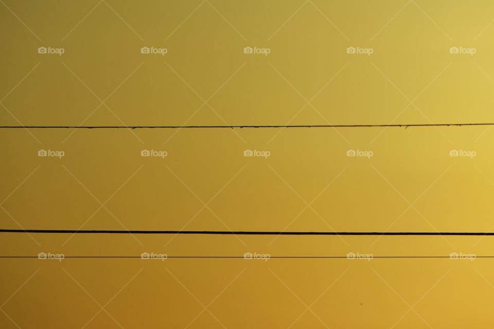 Telephone wires or electrical wires against a colorful summer sky at dusk