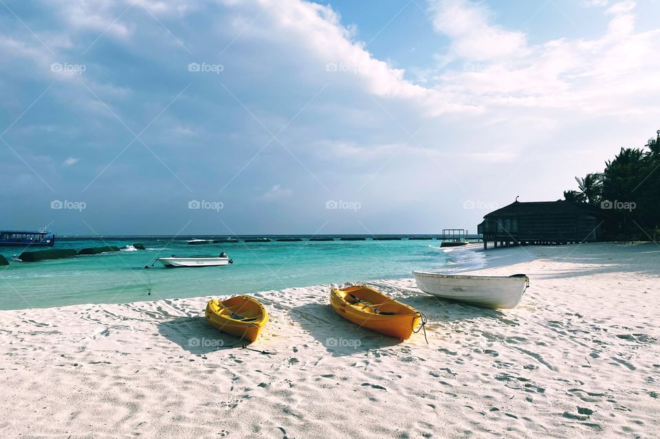 Boats  are on the beach 