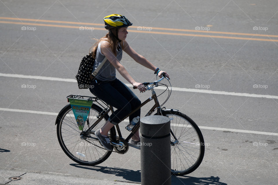 Tourist ride a bike